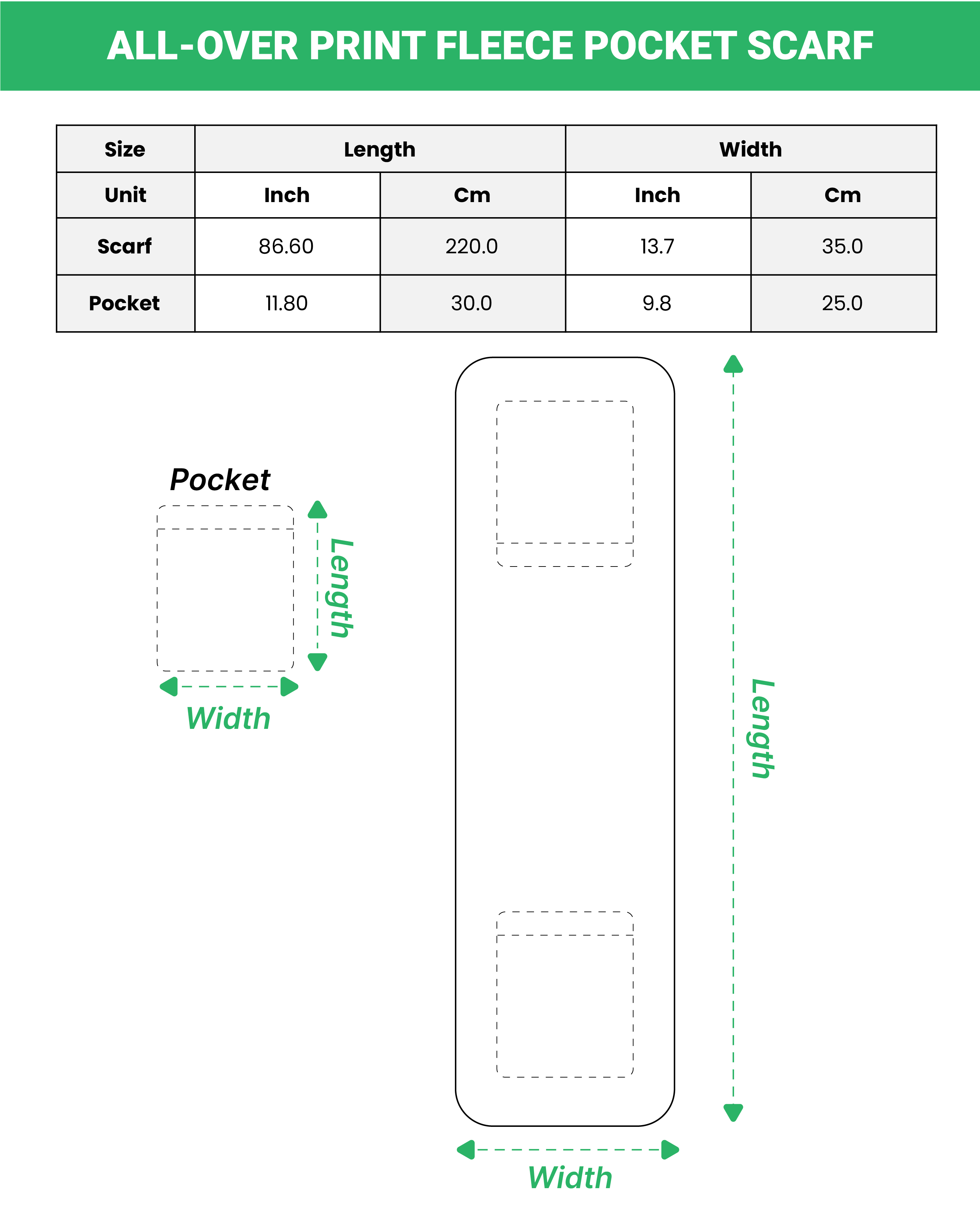 All-over Print Fleece Pocket Scarf