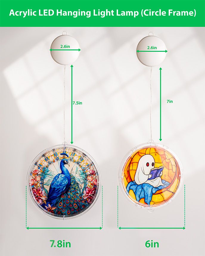 Acrylic LED Hanging Light Lamp (Circle Frame)