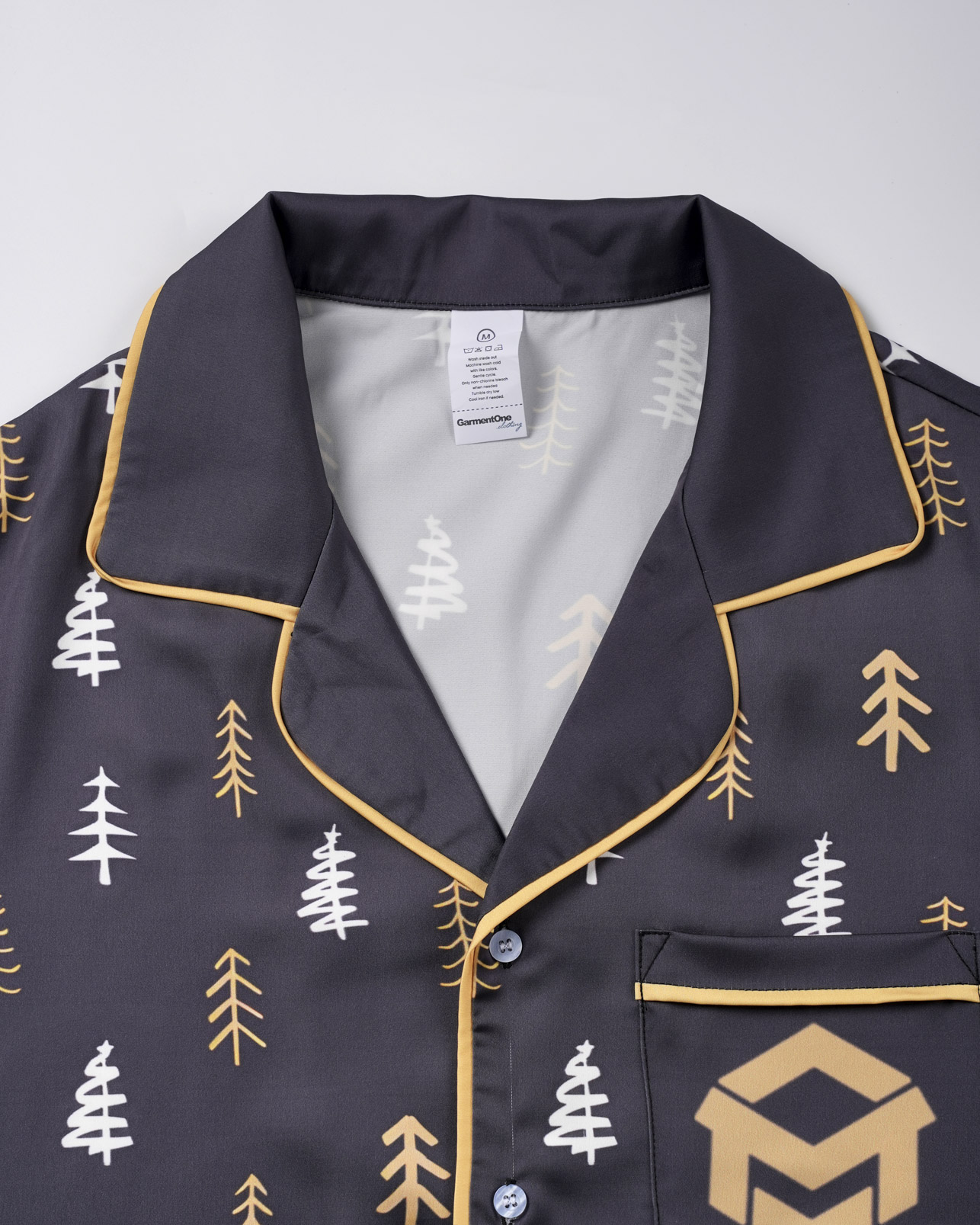 All-over Print Men's Satin Short-sleeve Pajamas Set