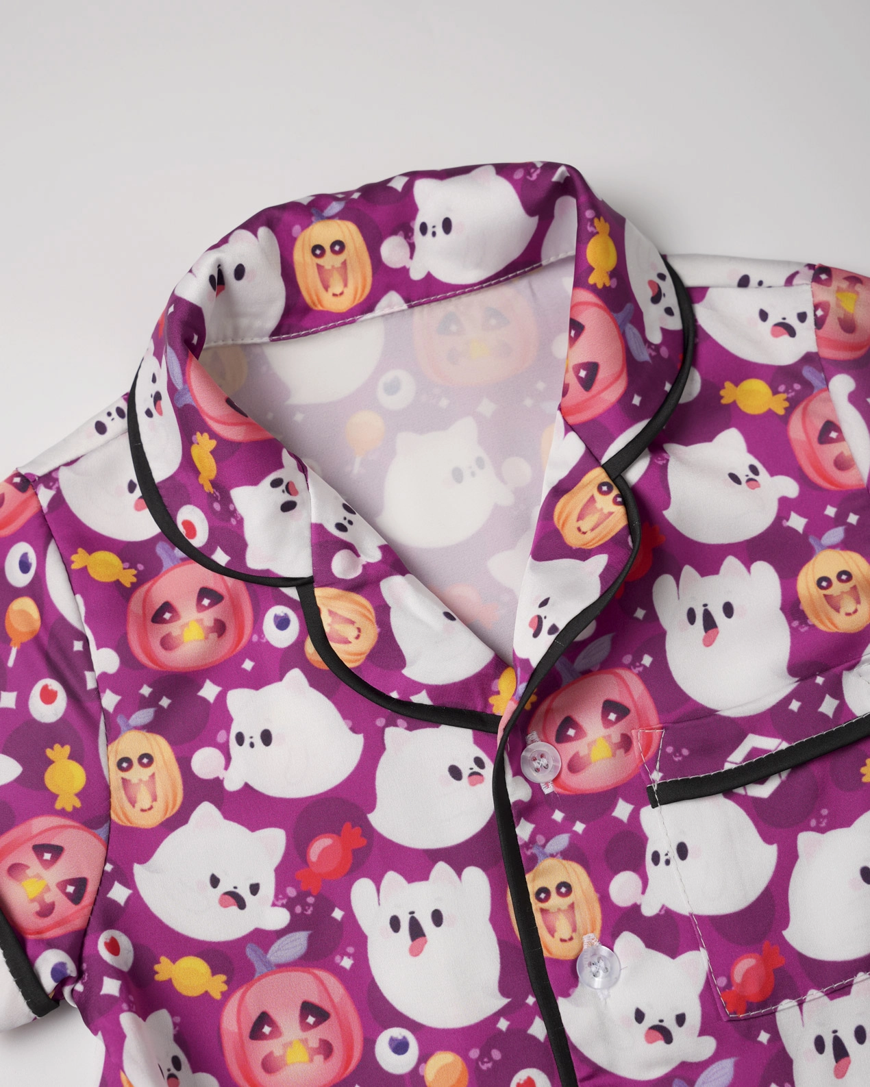 All-over Print Kid and Youth Satin Short-Sleeve Pajamas Set