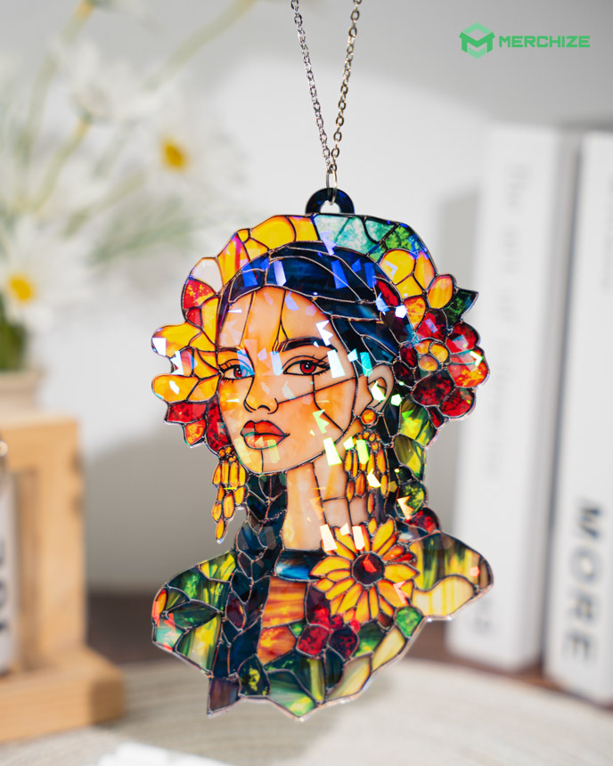 Custom Shape 1-side Printed Broken Glass Hologram Ornament