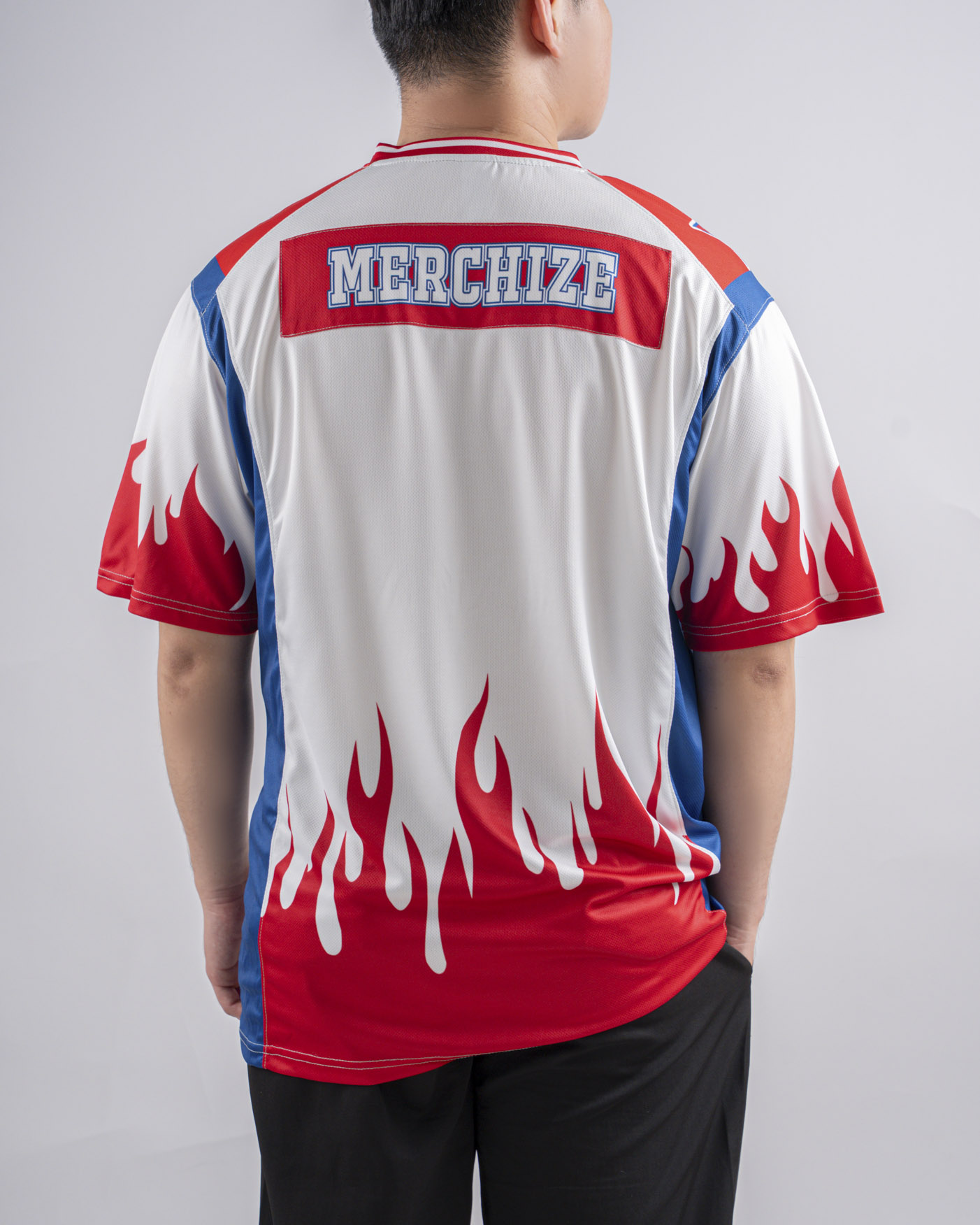 All-over Print V-neck Short Sleeve Jersey With Name Patch