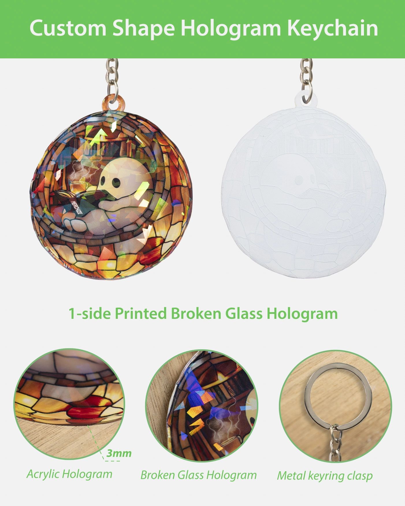 Custom Shape Acrylic Hologram Keychain