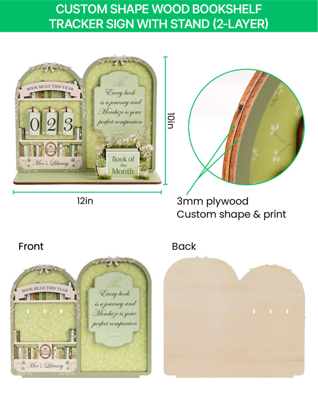 Custom Shape Wood Tracker Sign With Book Holder