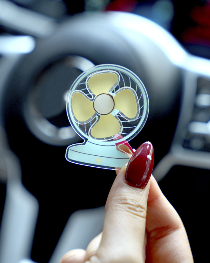 Custom Shape Acrylic Car Clip With Spinning Charm
