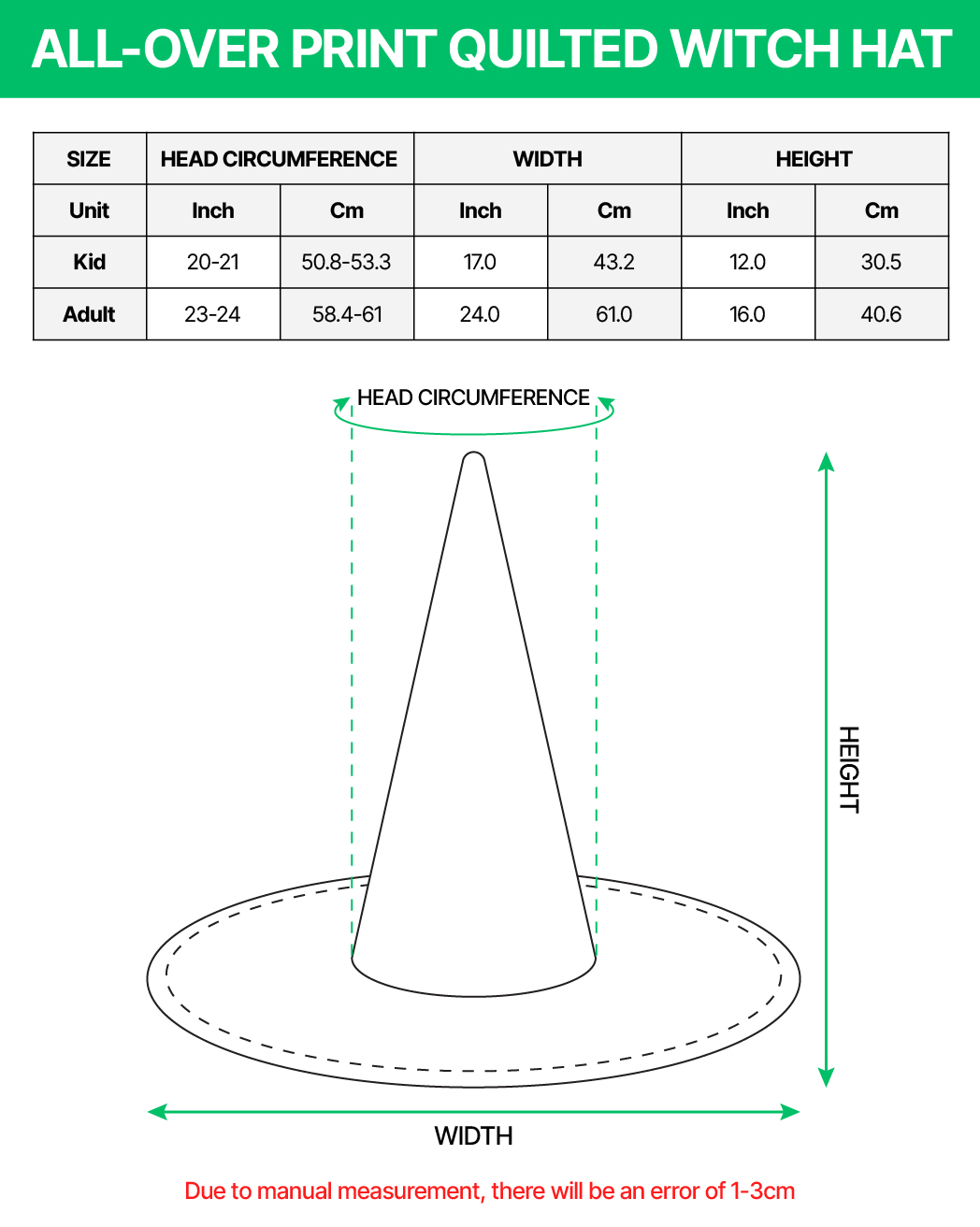 All-over Print Quilted Witch Hat