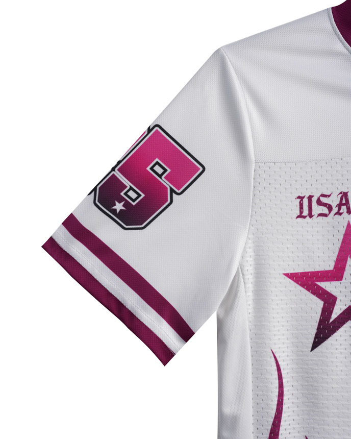 All-over Print Kid Hybrid Mesh V-neck Short Sleeve Jersey With Name Patch