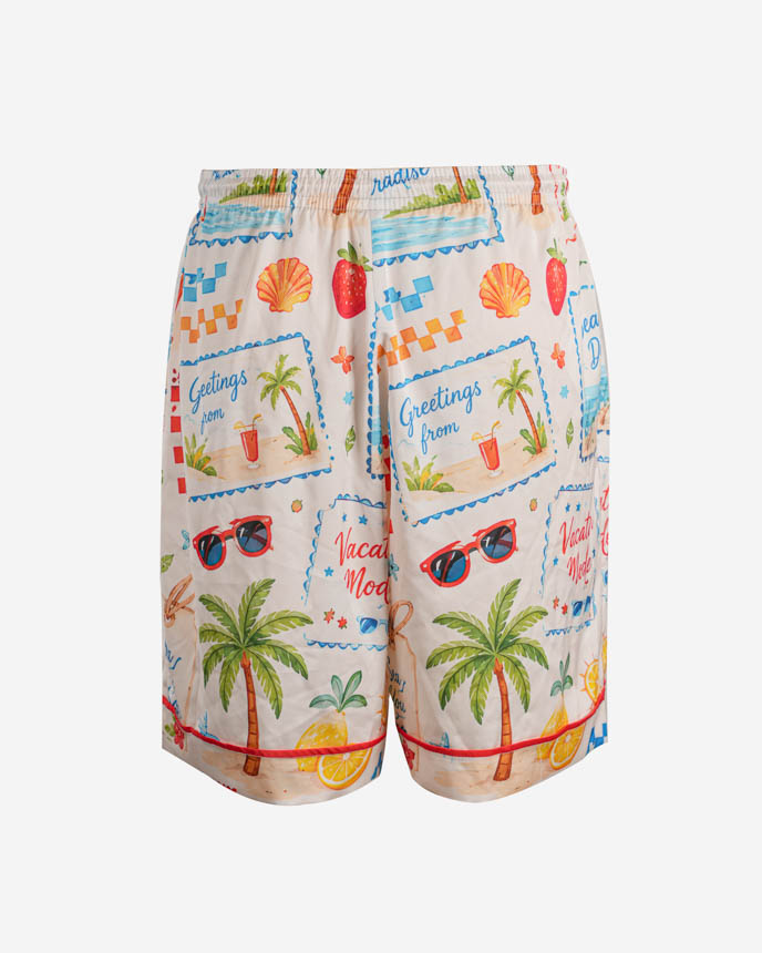All-over Print Men's Satin Pajama Shorts