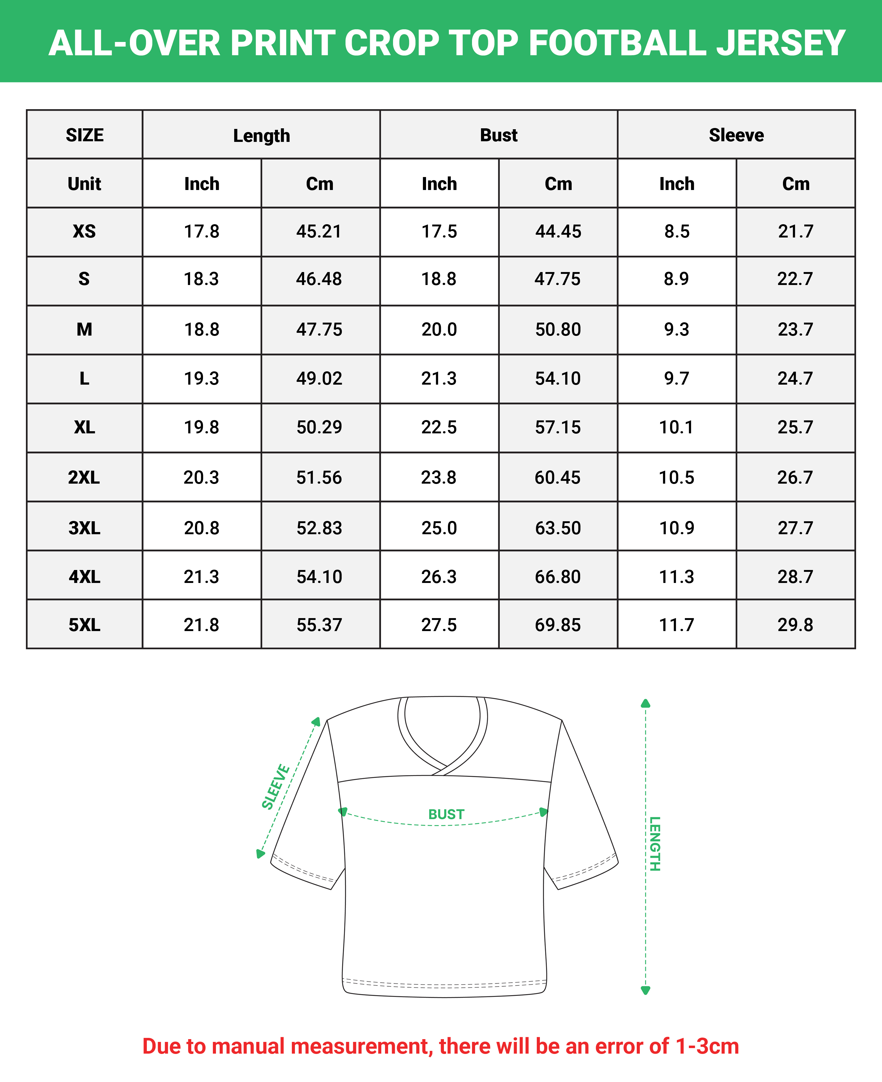 All-over Print Crop Top Football Jersey