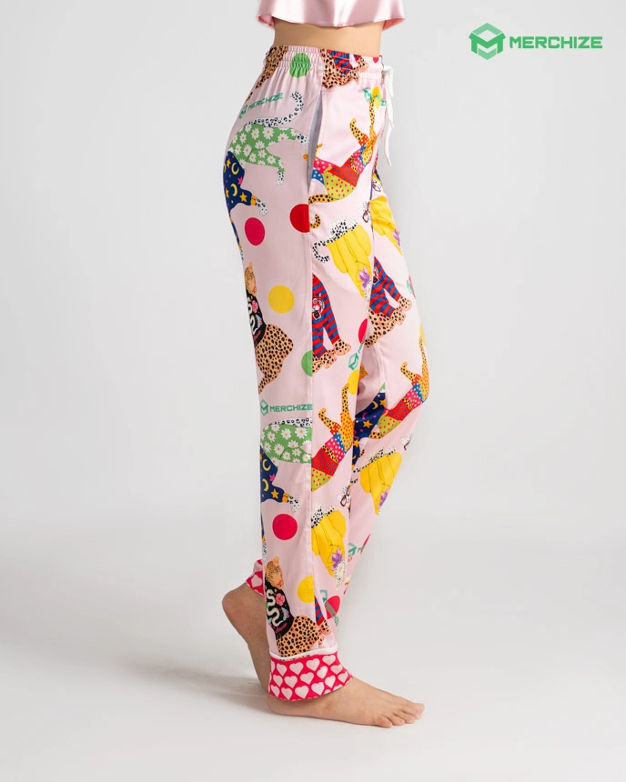 All-over Print Satin Pajama Pants