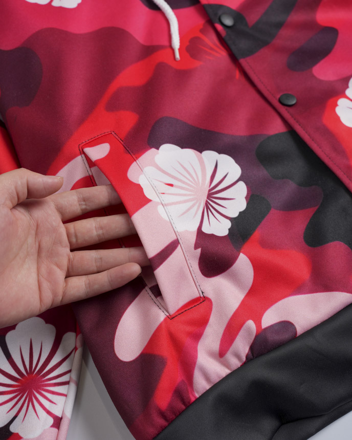 All-over Print Hooded Baseball Jacket