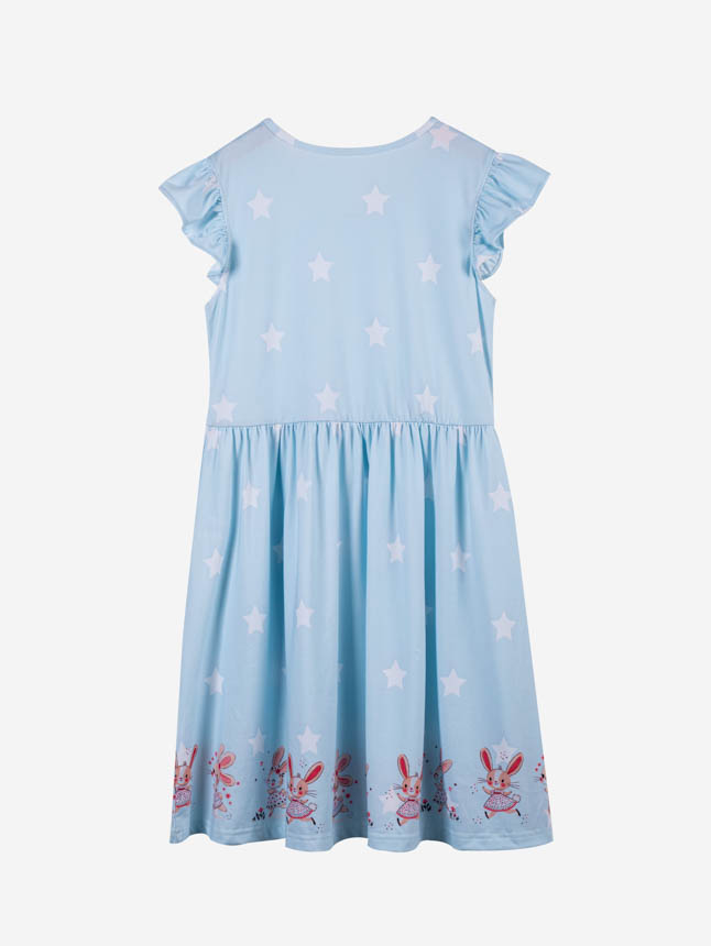 All-over Print Kid Ruffle Sleeve Dress