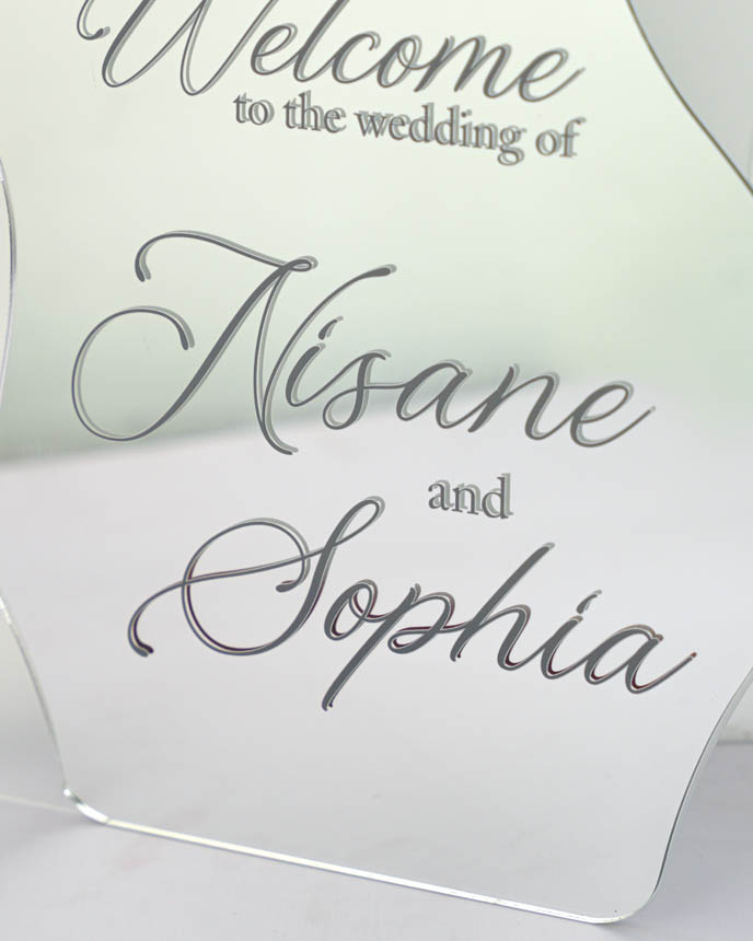 Custom Shape Frosted Acrylic And Acrylic Mirror Welcome Sign