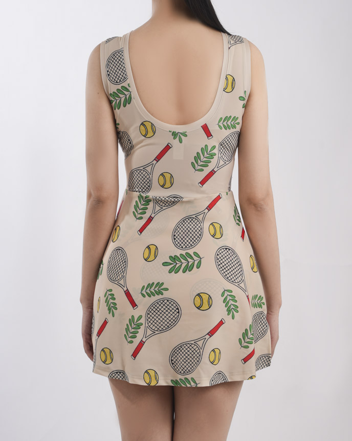 All-over Print Tie-Front Tennis Dress