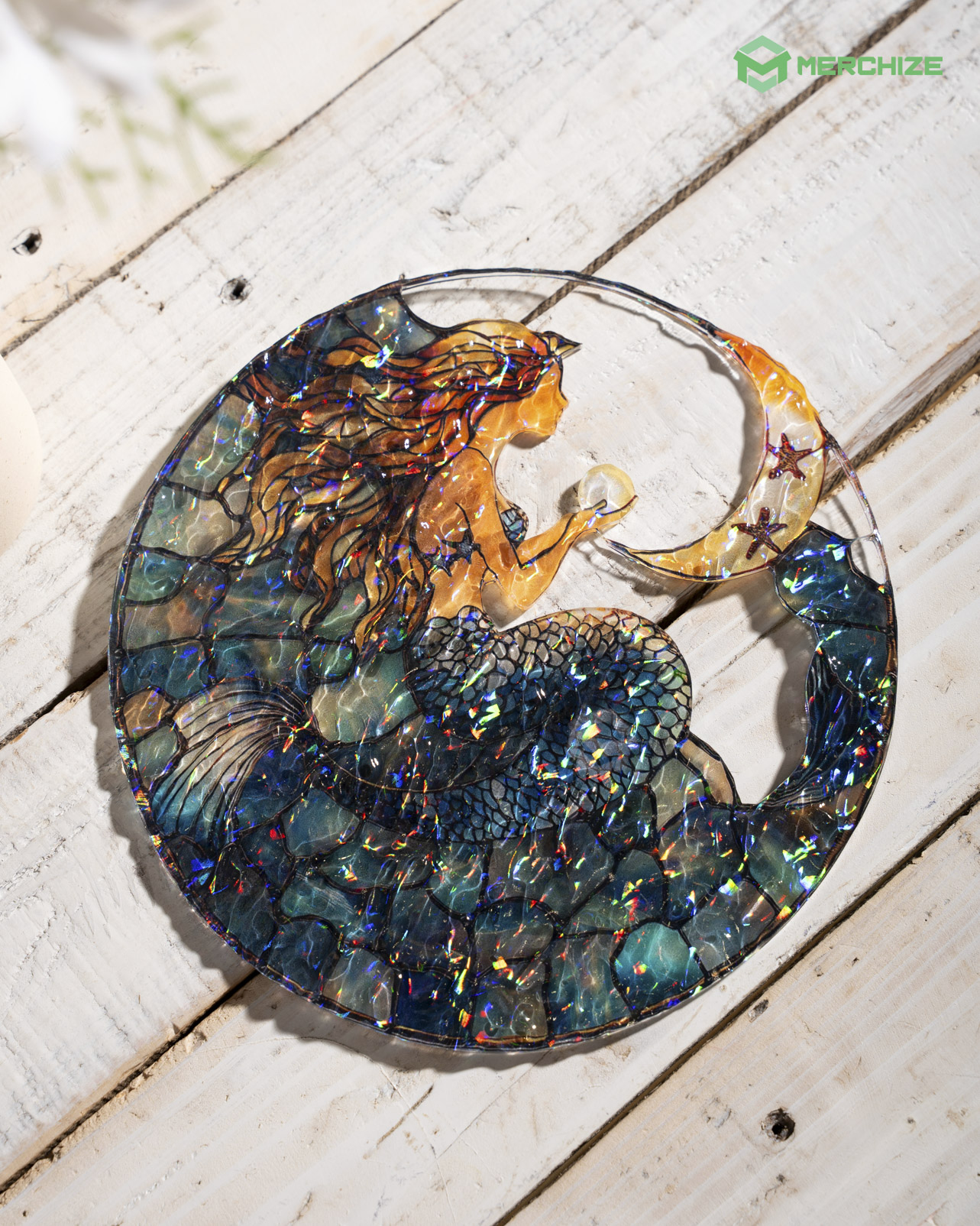 Custom Shape Wavy Hologram Suncatcher Ornament