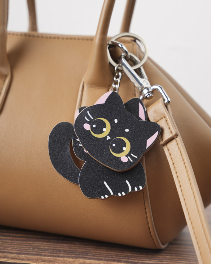Custom Shape Wood Keychain With Spinning Charm