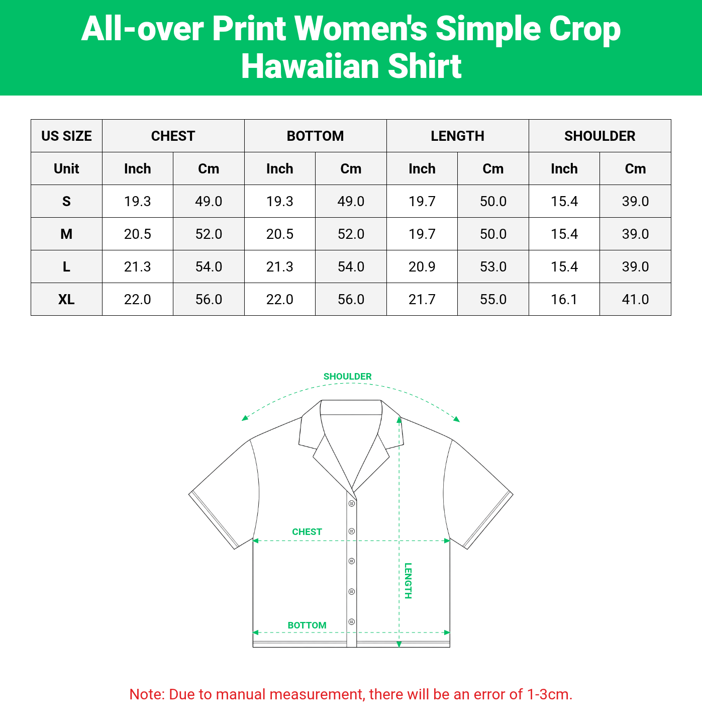All-over Print Women's Simple Crop Hawaiian Shirt 