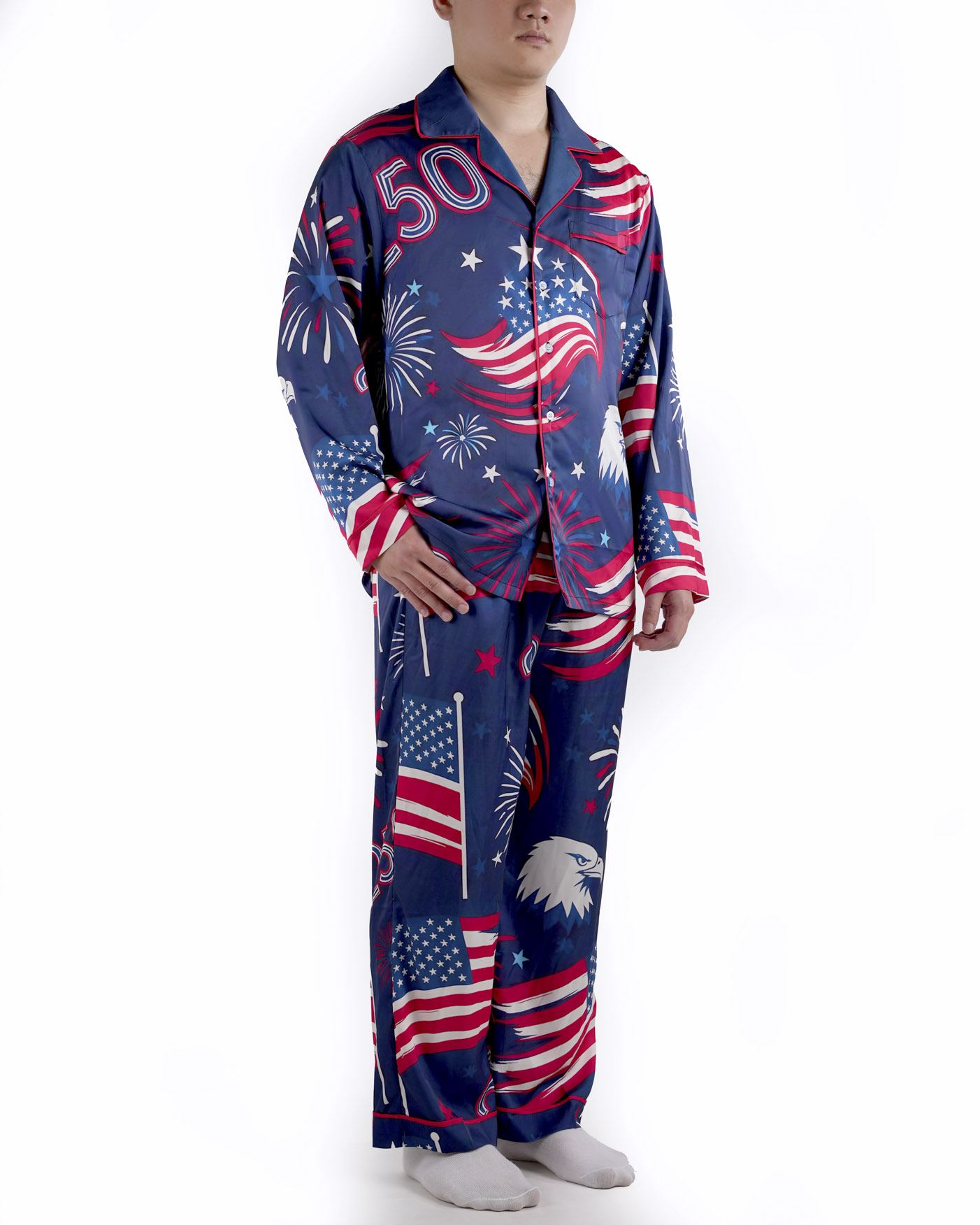 All-over Print Men's Satin Pajamas Set
