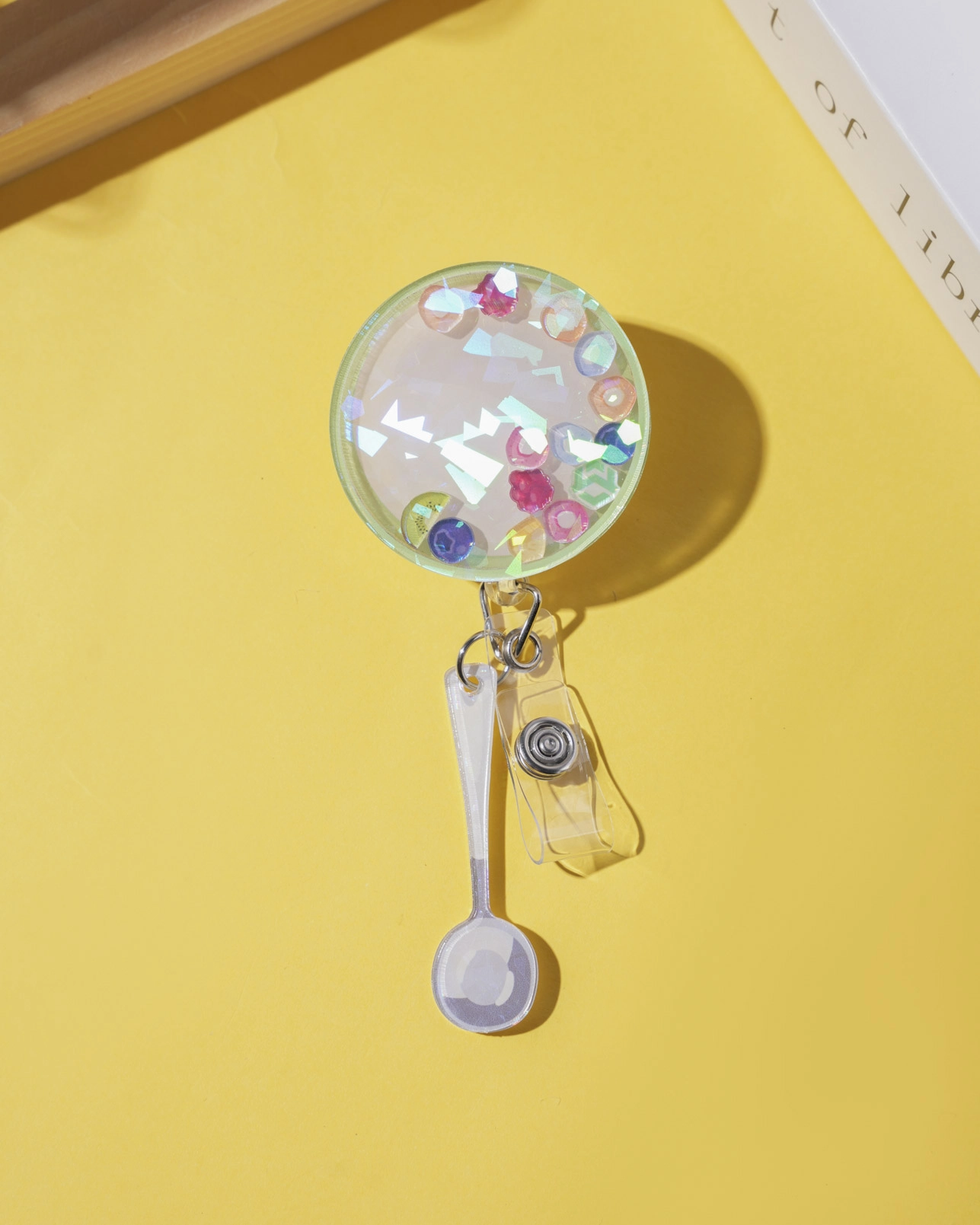 Custom Shape Hologram Shaker Badge Reel With Charm