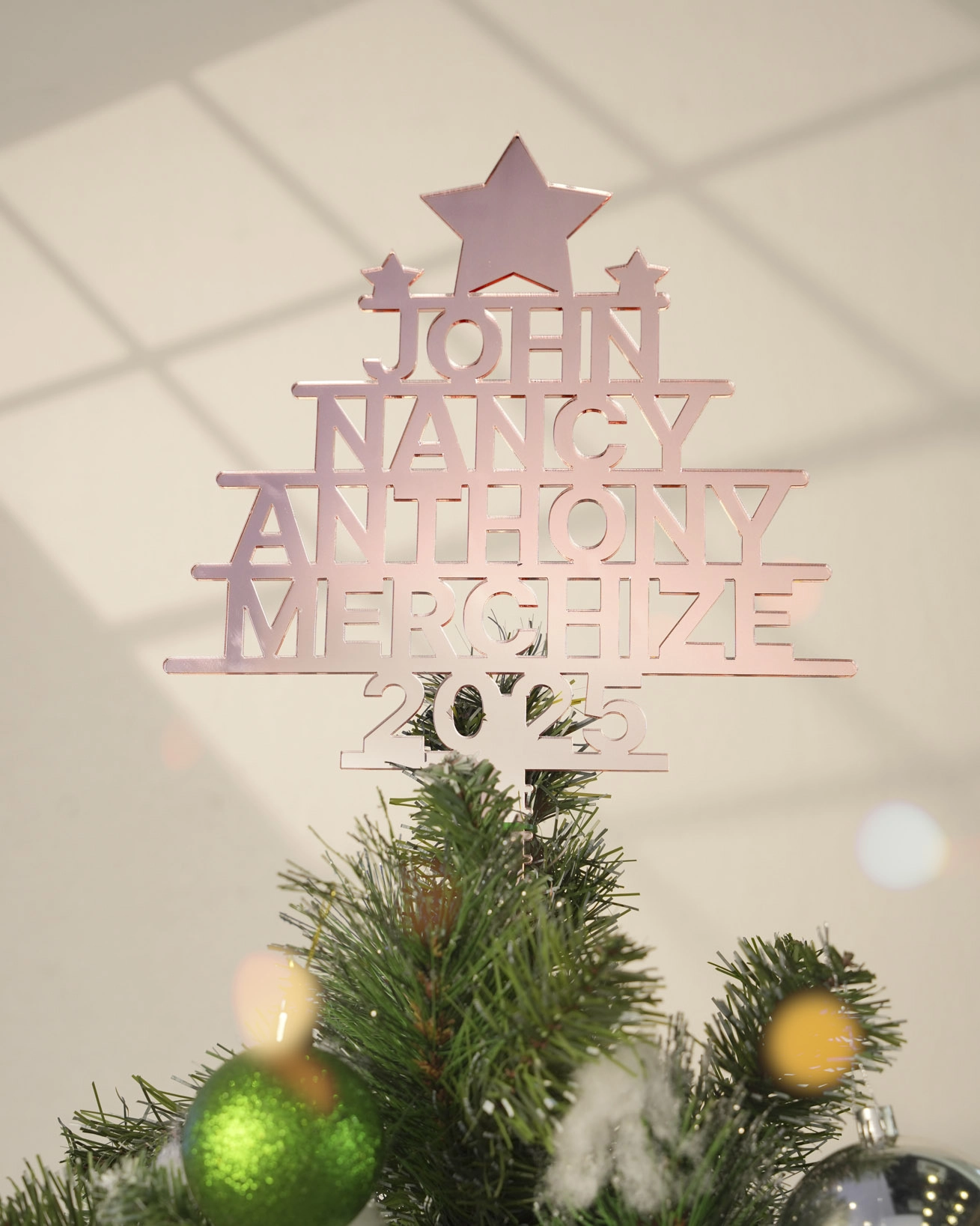 Custom Shape Acrylic Mirror Christmas Tree Topper