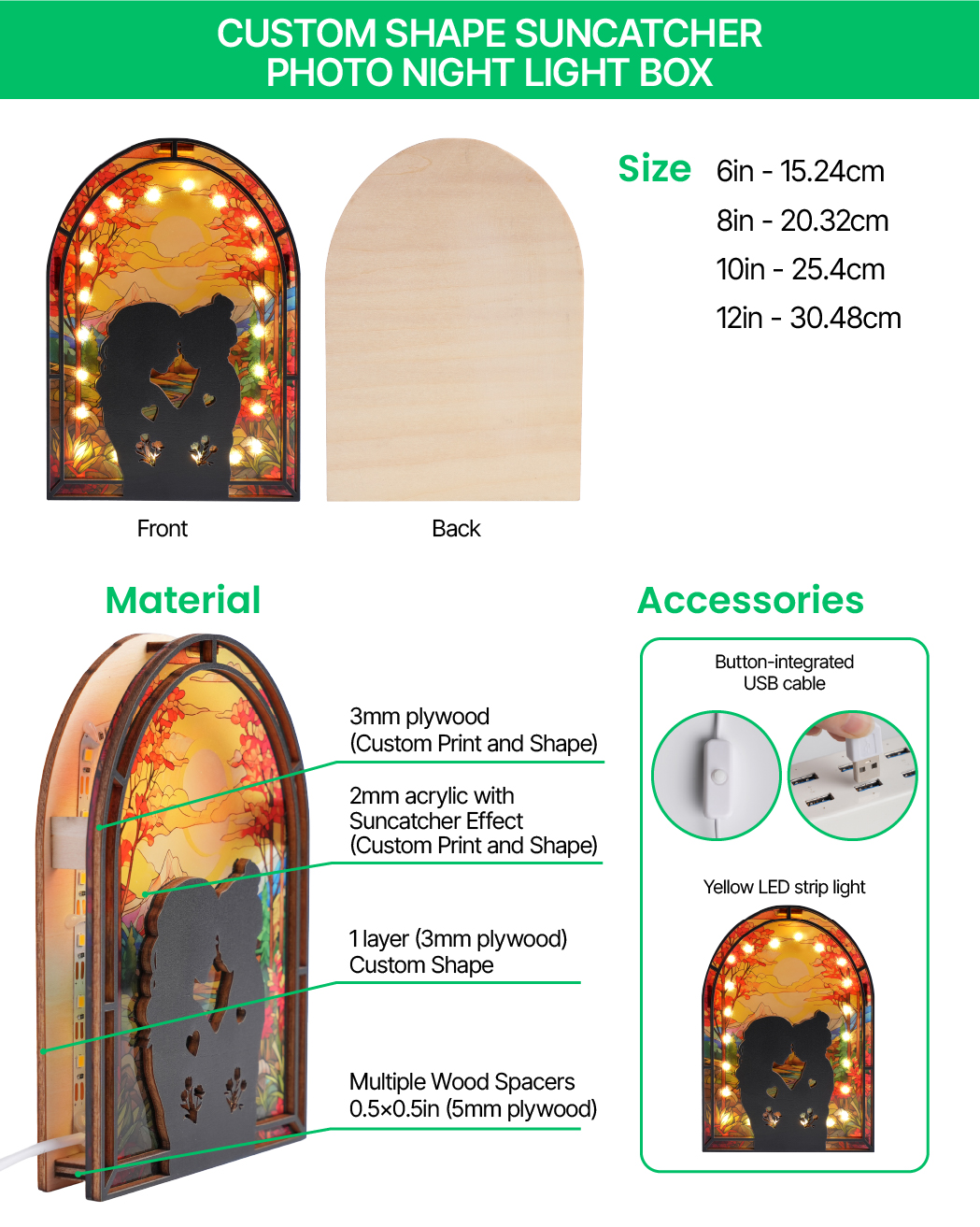 Custom Shape Suncatcher Photo Night Light Box