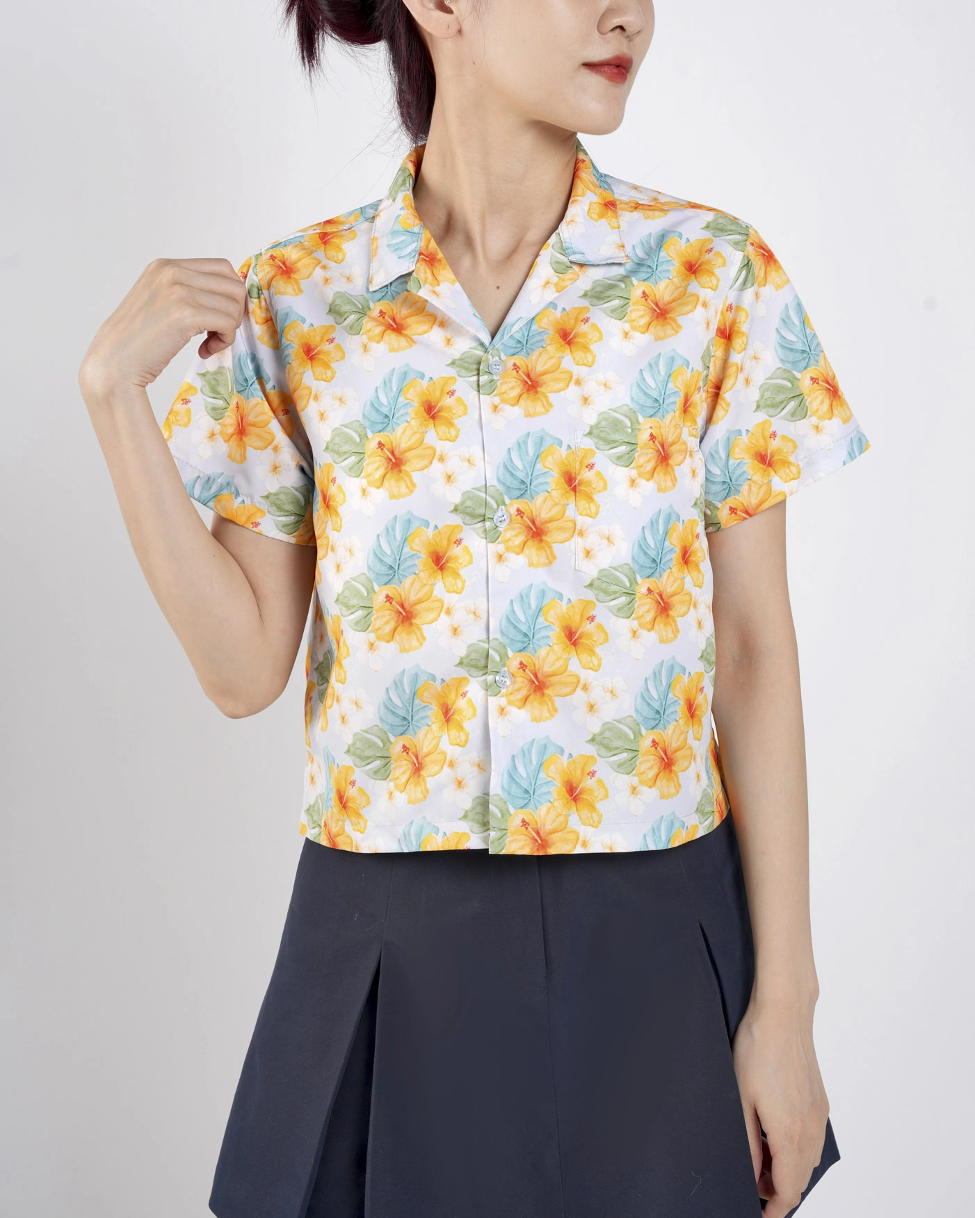 All-over Print Womens' Crop Hawaiian Shirt