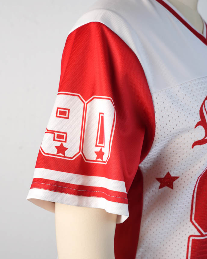 All-over Print Women's Hybrid Mesh V-neck Short Sleeve Jersey With Name Patch
