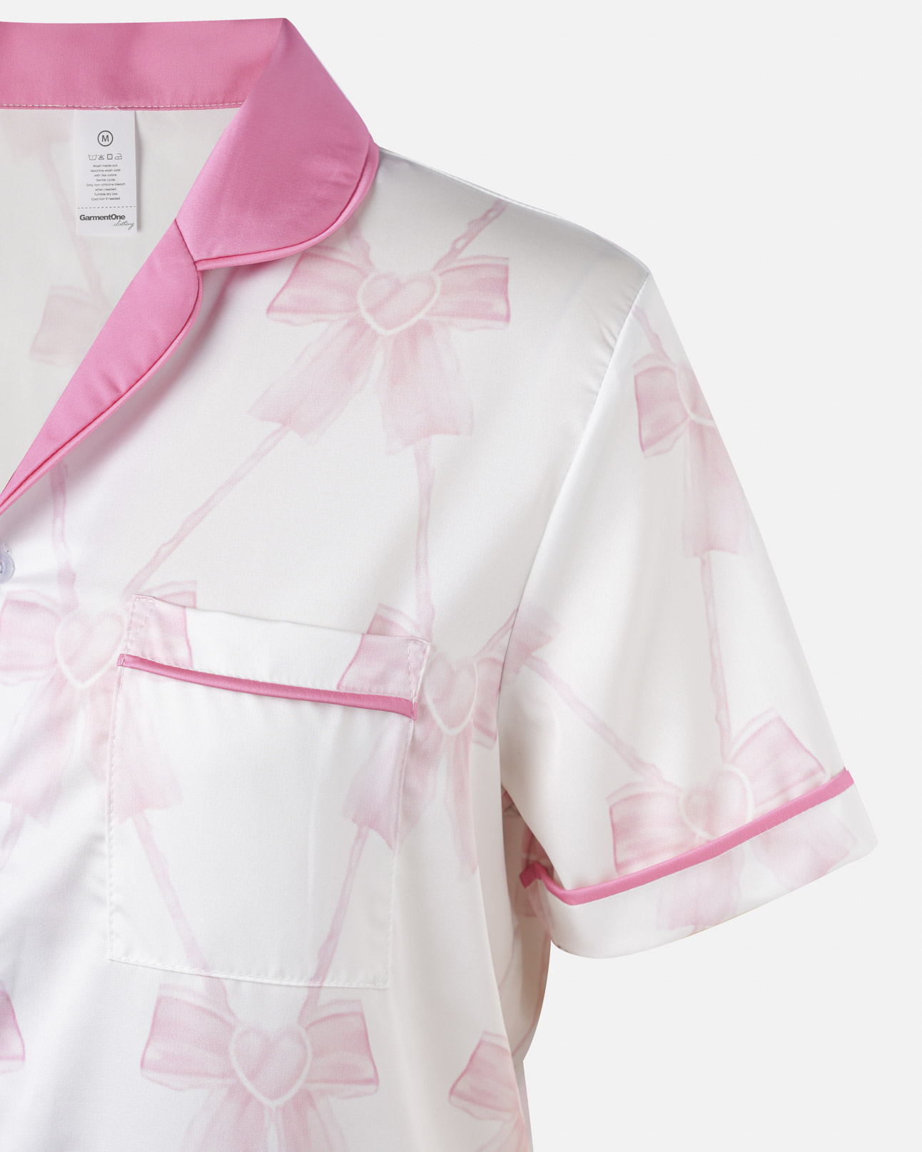 All-over Print Satin Short-Sleeve Pajama Shirt