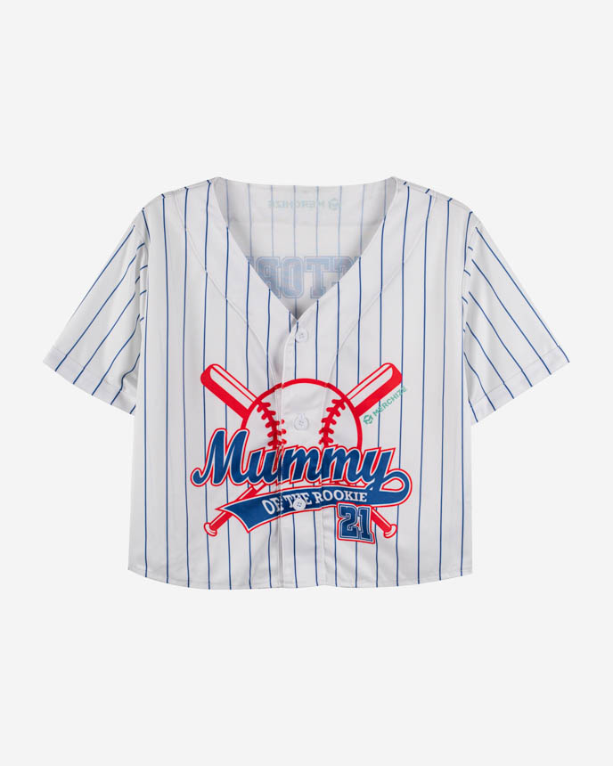 Crop Top Baseball Jersey Without Piping (White Buttons)