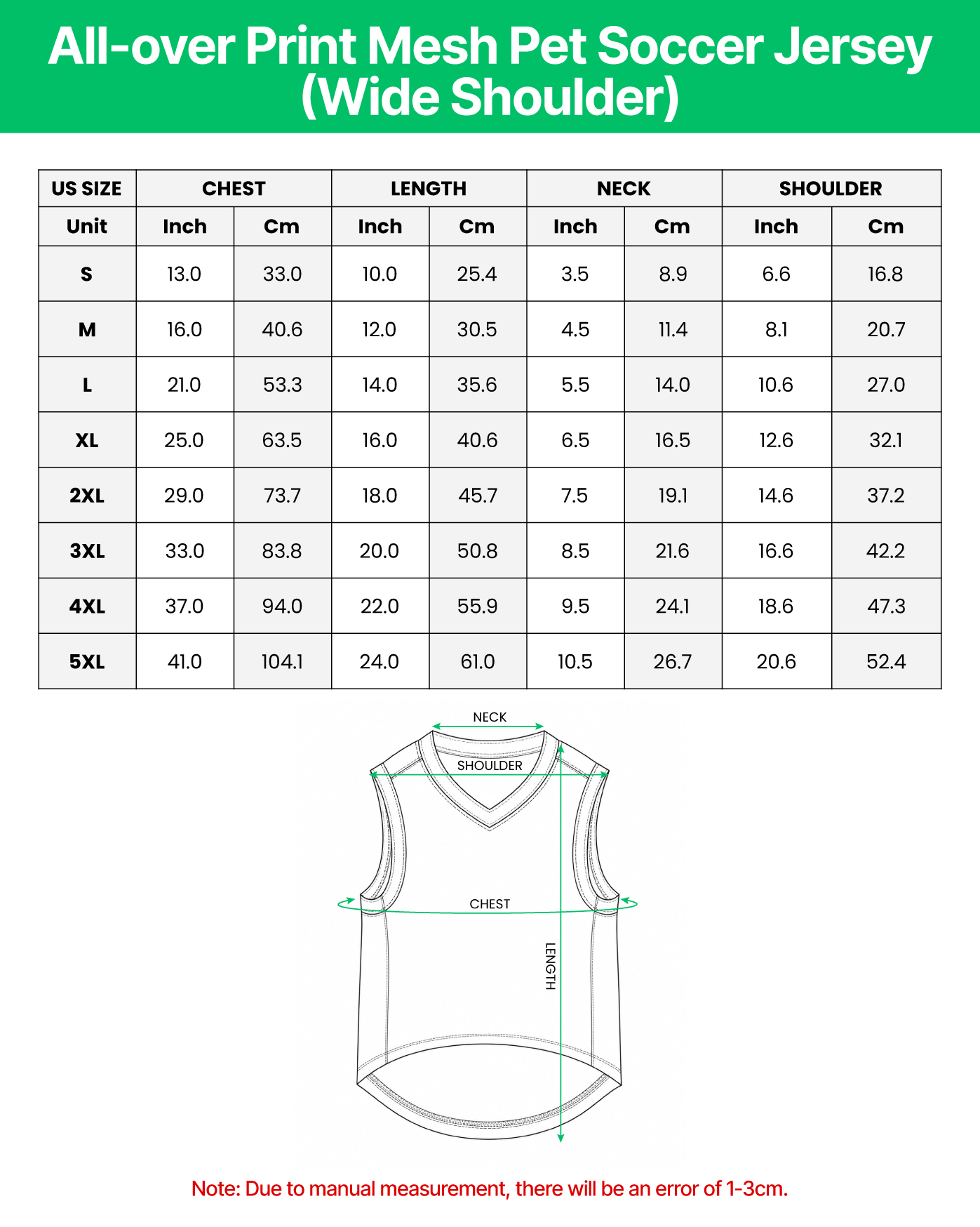 All-over Print Mesh Pet Soccer Jersey (Wide Shoulder)