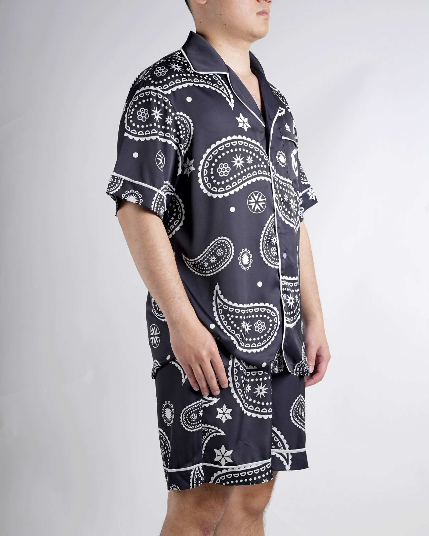 All-over Print Men's Satin Short-sleeve Pajamas Set