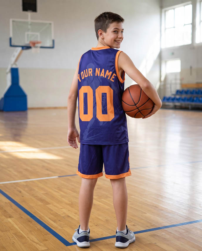 All-over Print Kid and Youth Basketball V-neck Jersey Set