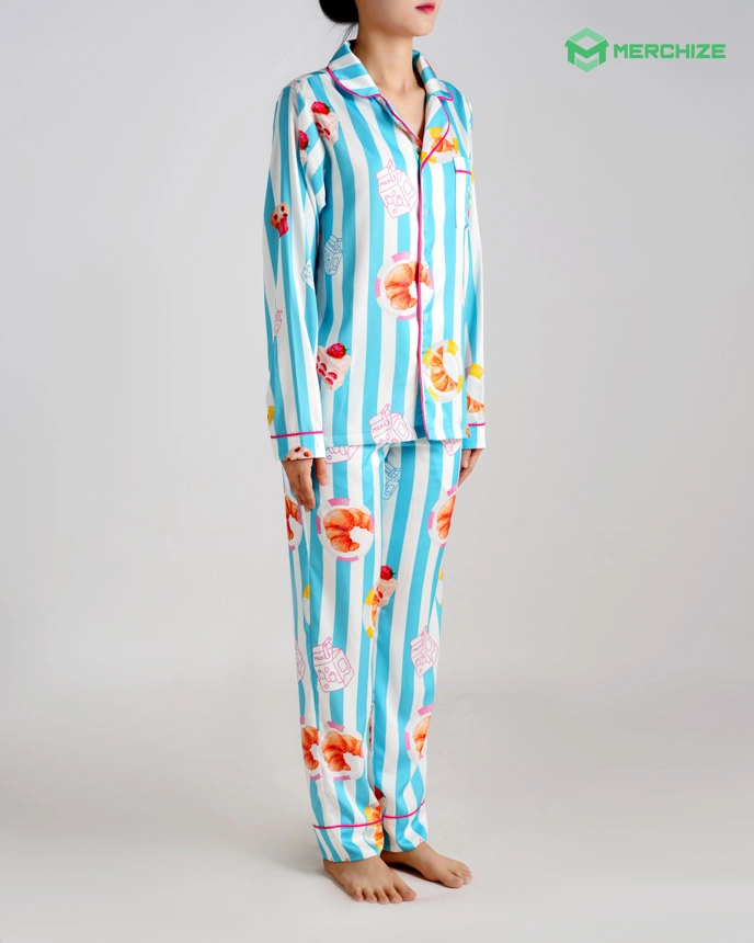 All-over Print Satin Pajamas Set