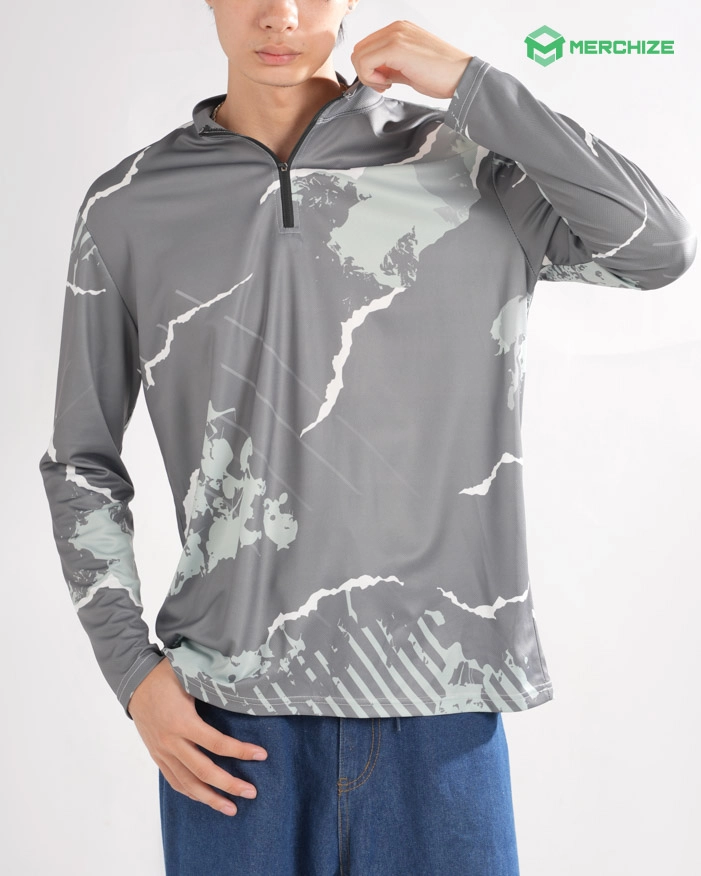 All-over Print Long Sleeve 1/4 Zip Jersey
