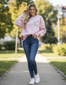 Side Bow Embroidered Sweatshirt