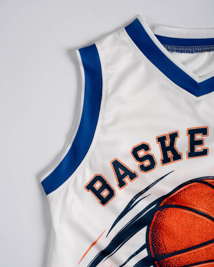 All-over Print Kid and Youth Basketball V-neck Jersey Set