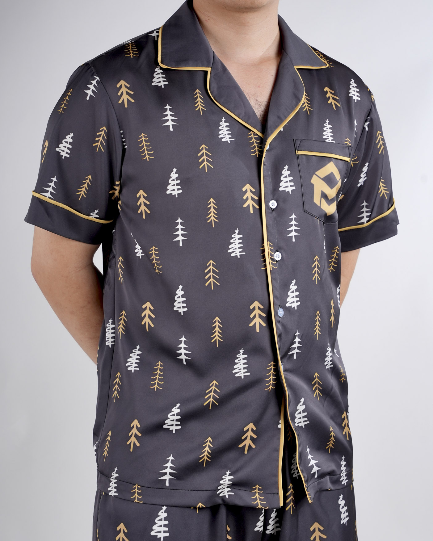 All-over Print Men's Satin Short-sleeve Pajamas Set