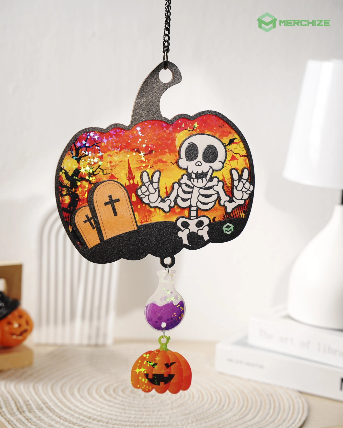 Custom Shape Wood and Hologram Acrylic  Ornament With 2 Charms