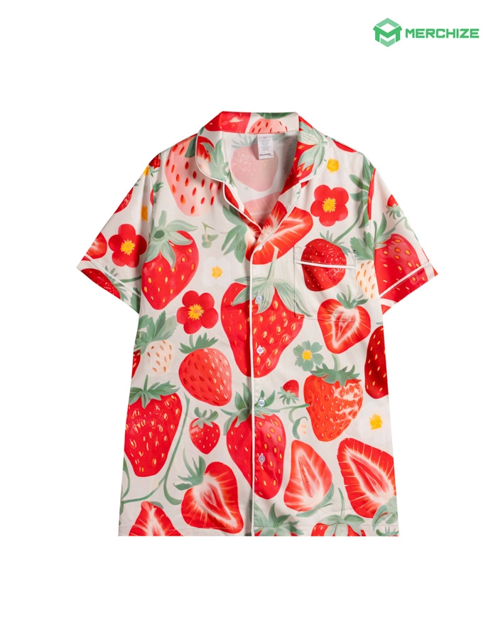 All-over Print Satin Short-Sleeve Pajamas Set