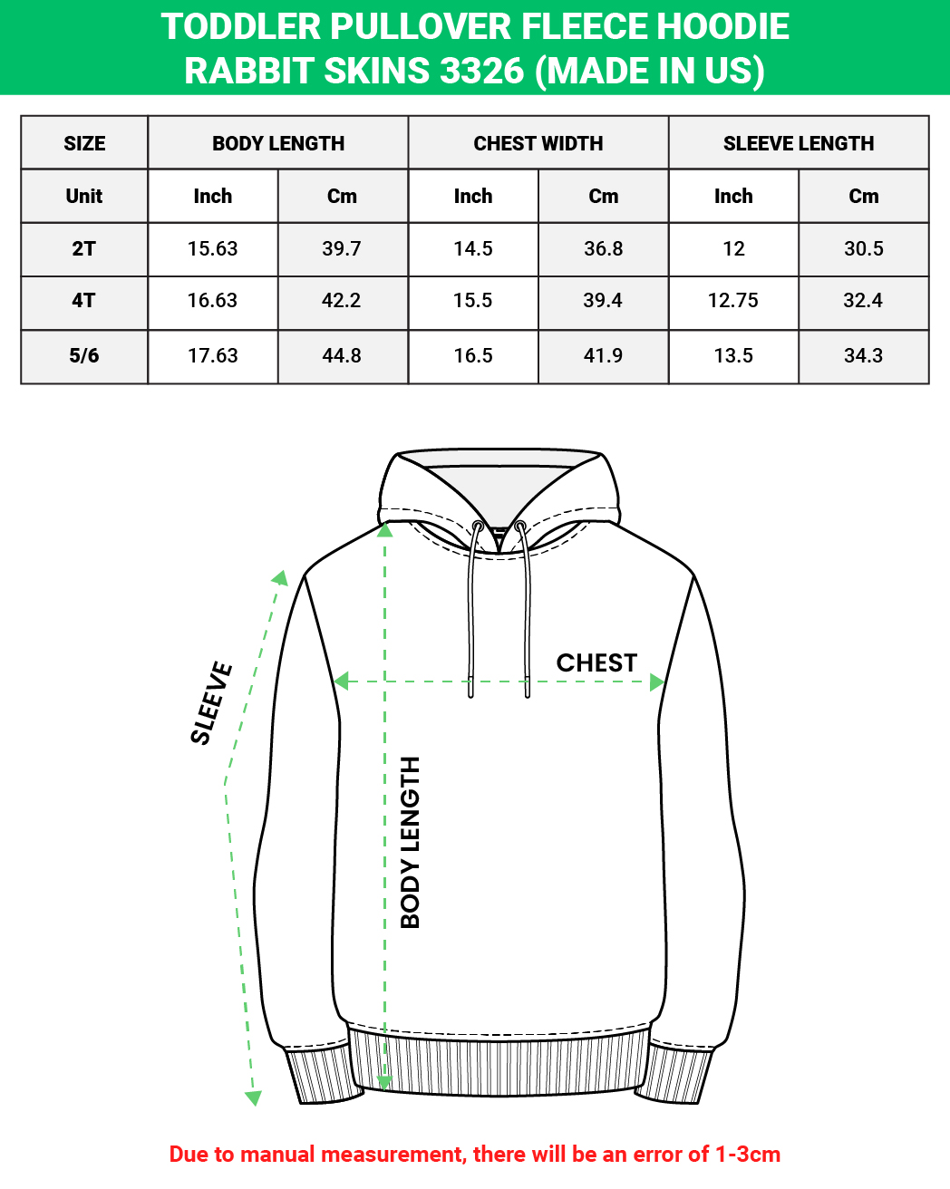 Toddler Pullover Fleece Hoodie  Rabbit Skins 3326 (Made in US)