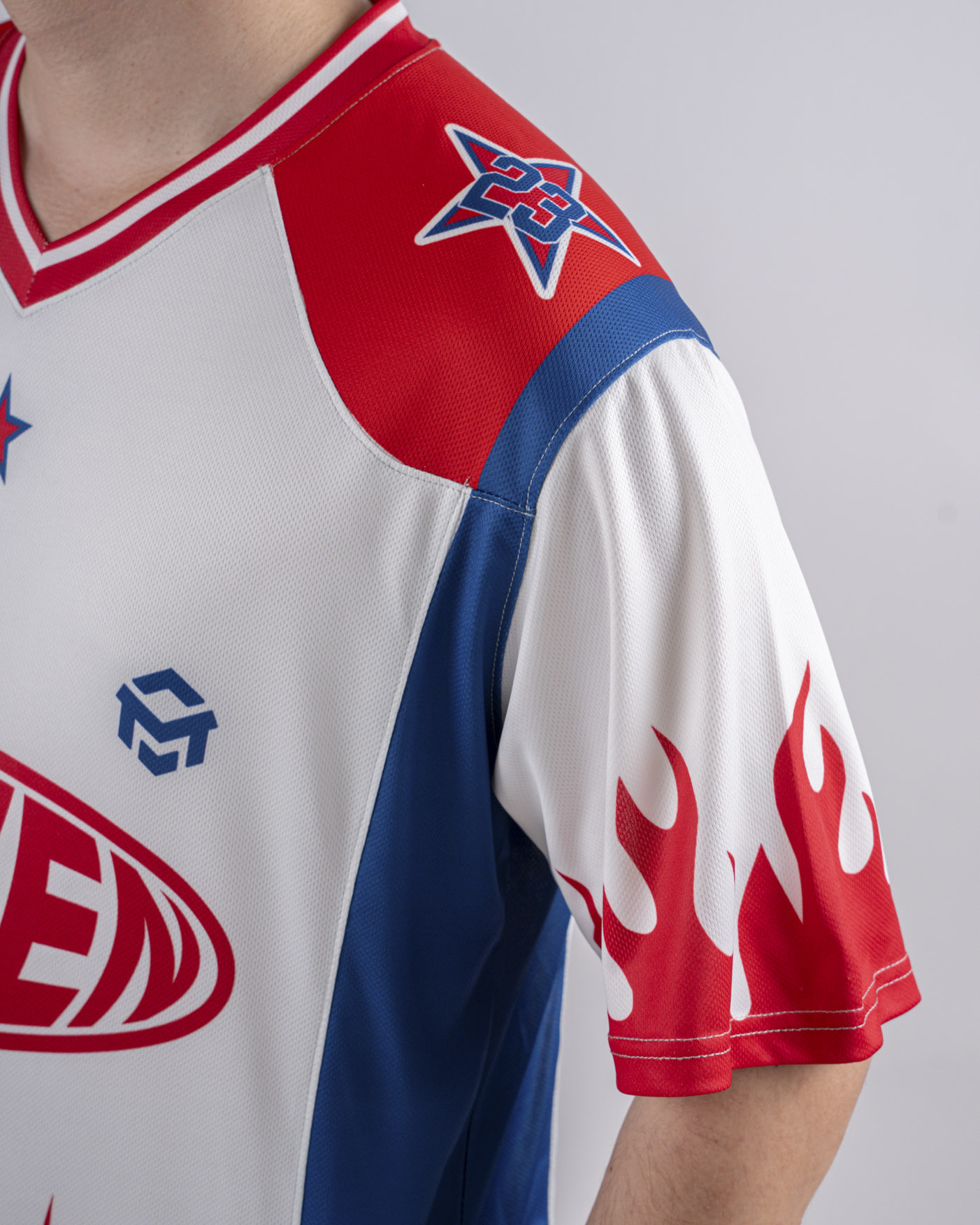 All-over Print V-neck Short Sleeve Jersey With Name Patch