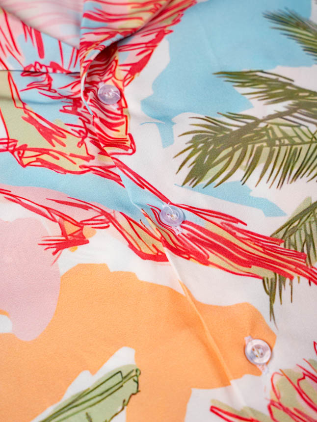 All-over Print Women's Simple Crop Hawaiian Shirt 