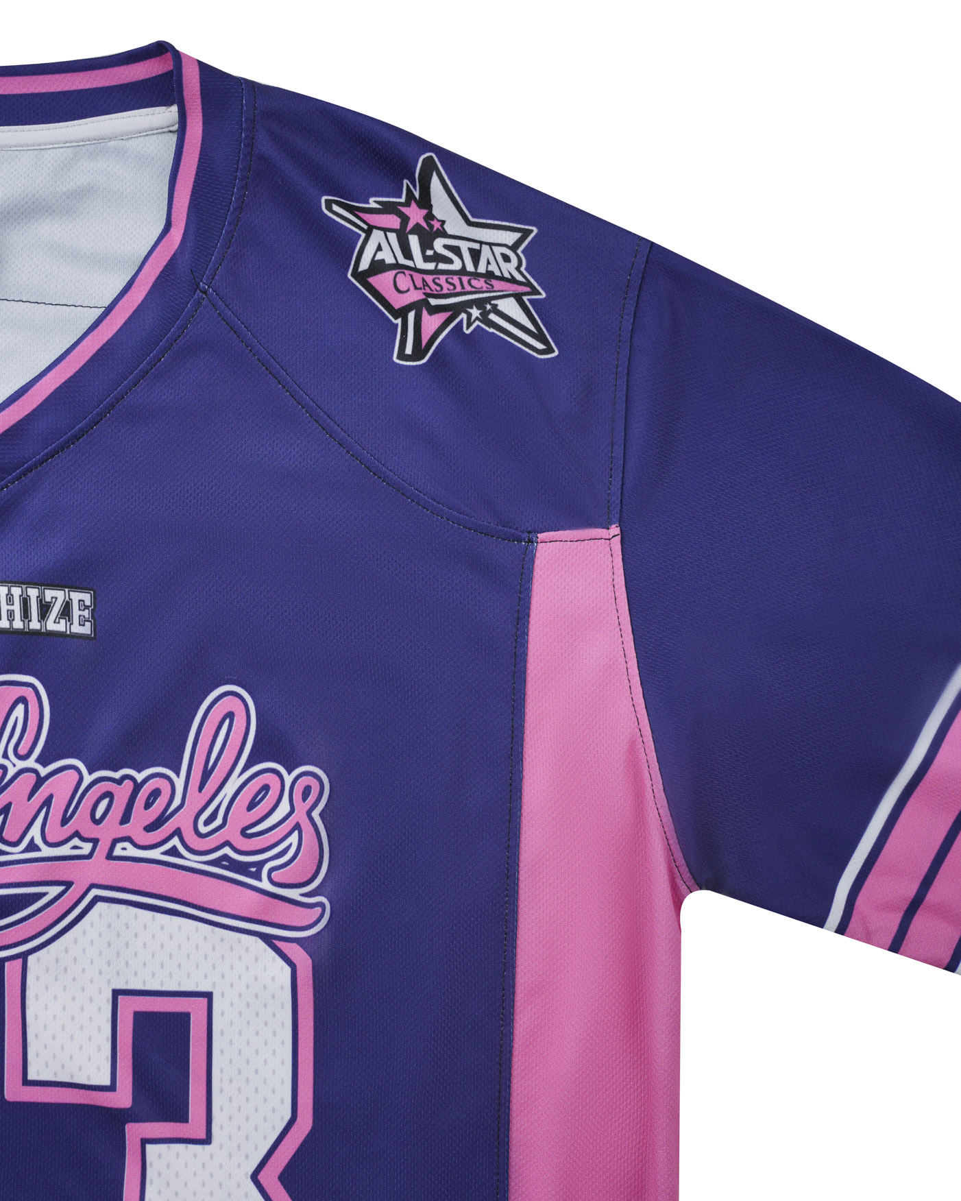 All-over Print V-neck Short Sleeve Jersey With Name Patch