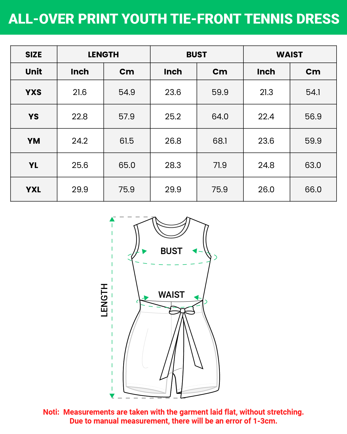 All-over Print Youth Tie-Front Tennis Dress
