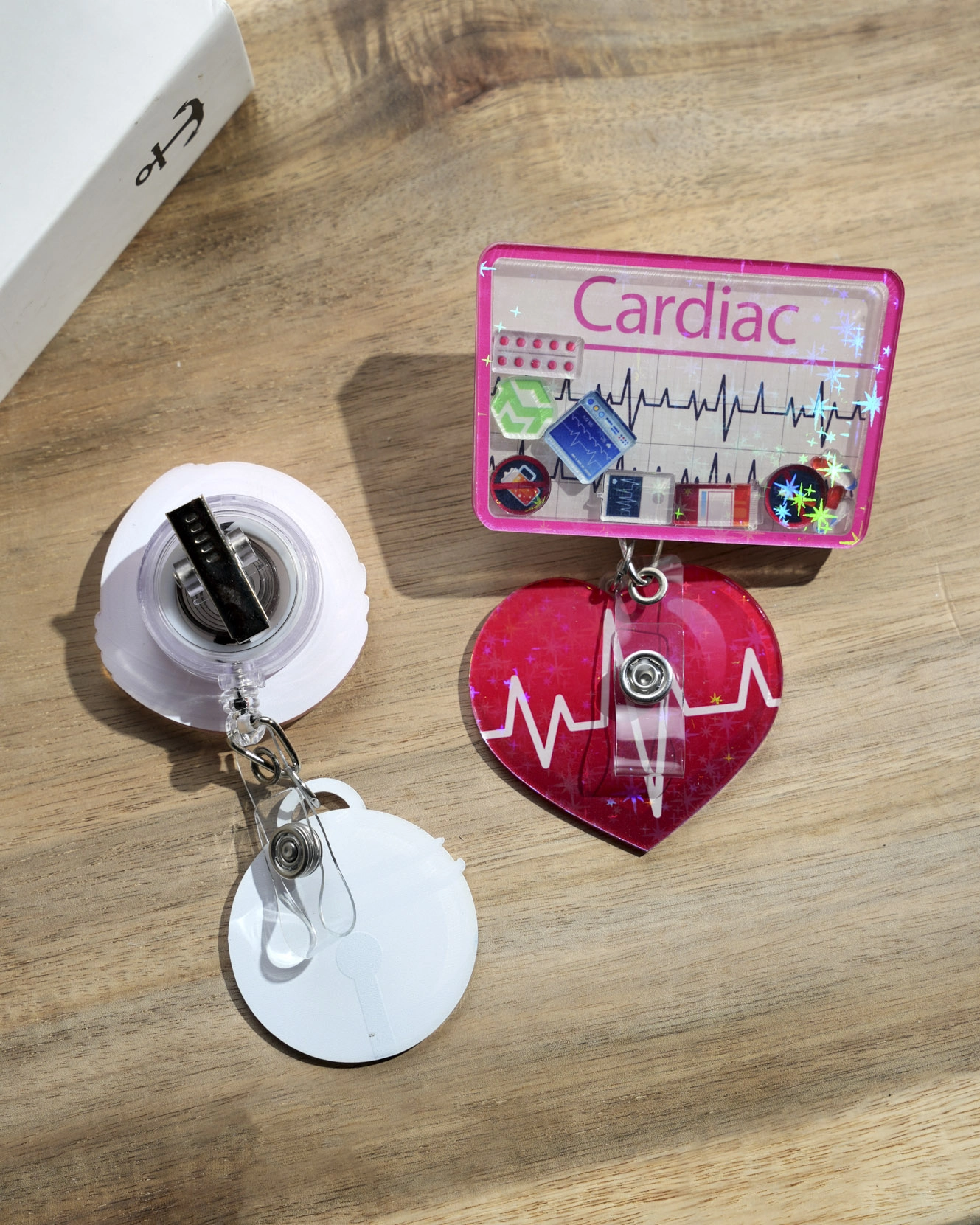 Custom Shape Hologram Shaker Badge Reel With Charm