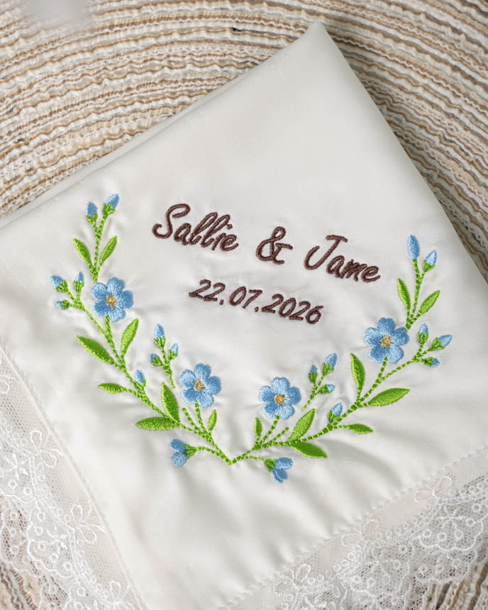 Embroidered Satin Handkerchief 