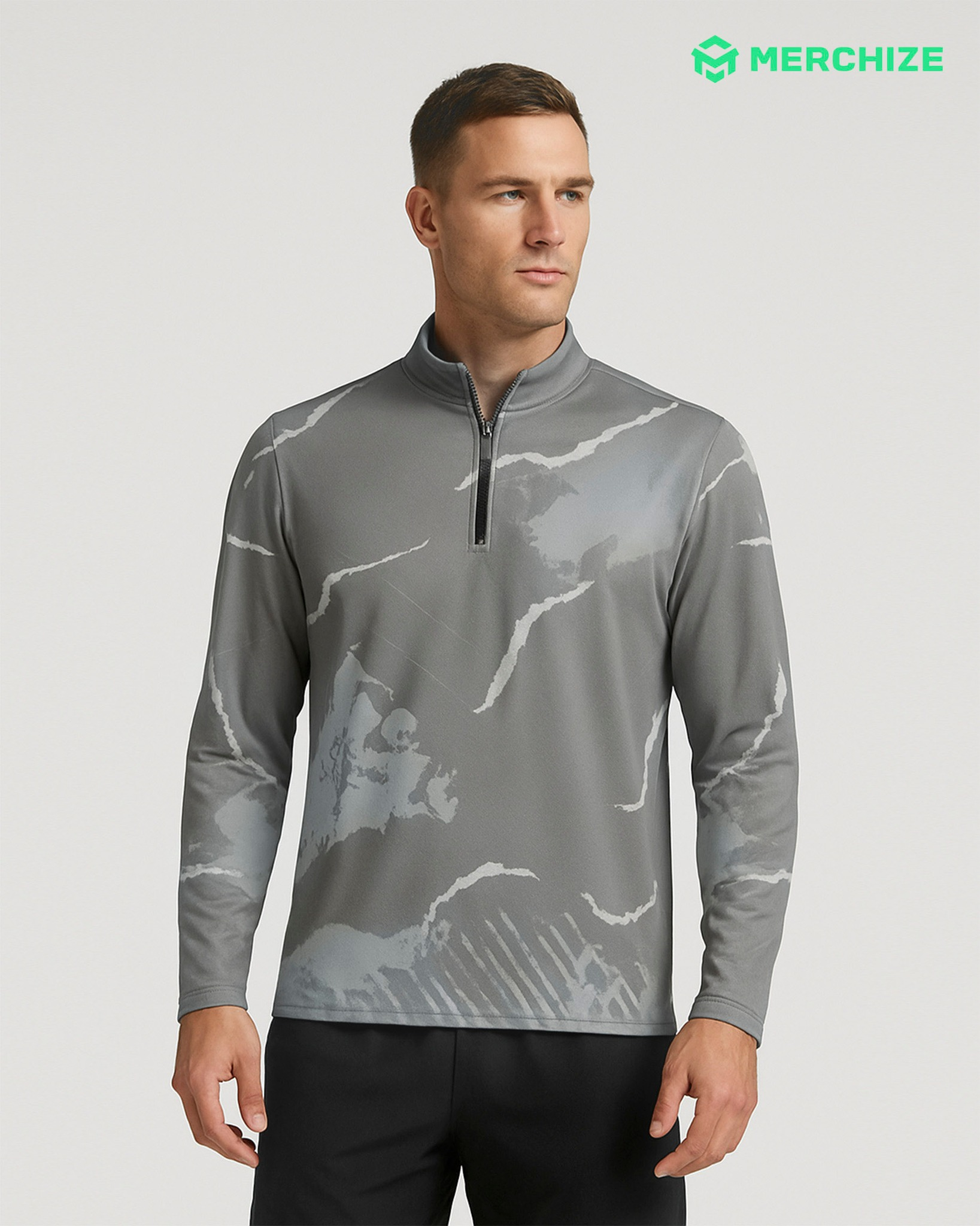 All-over Print Long Sleeve 1/4 Zip Jersey