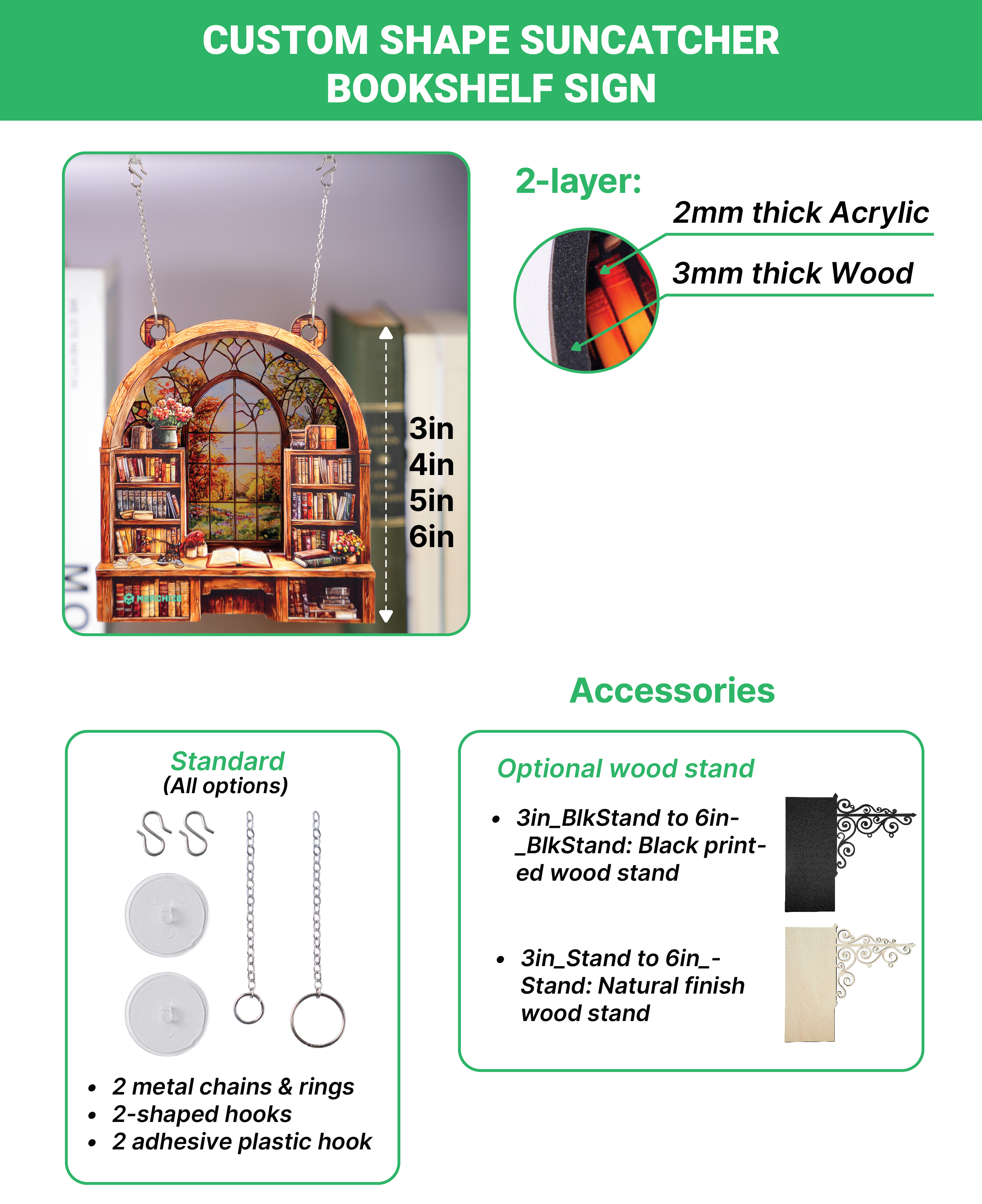 Custom Shape Suncatcher Bookshelf Sign
