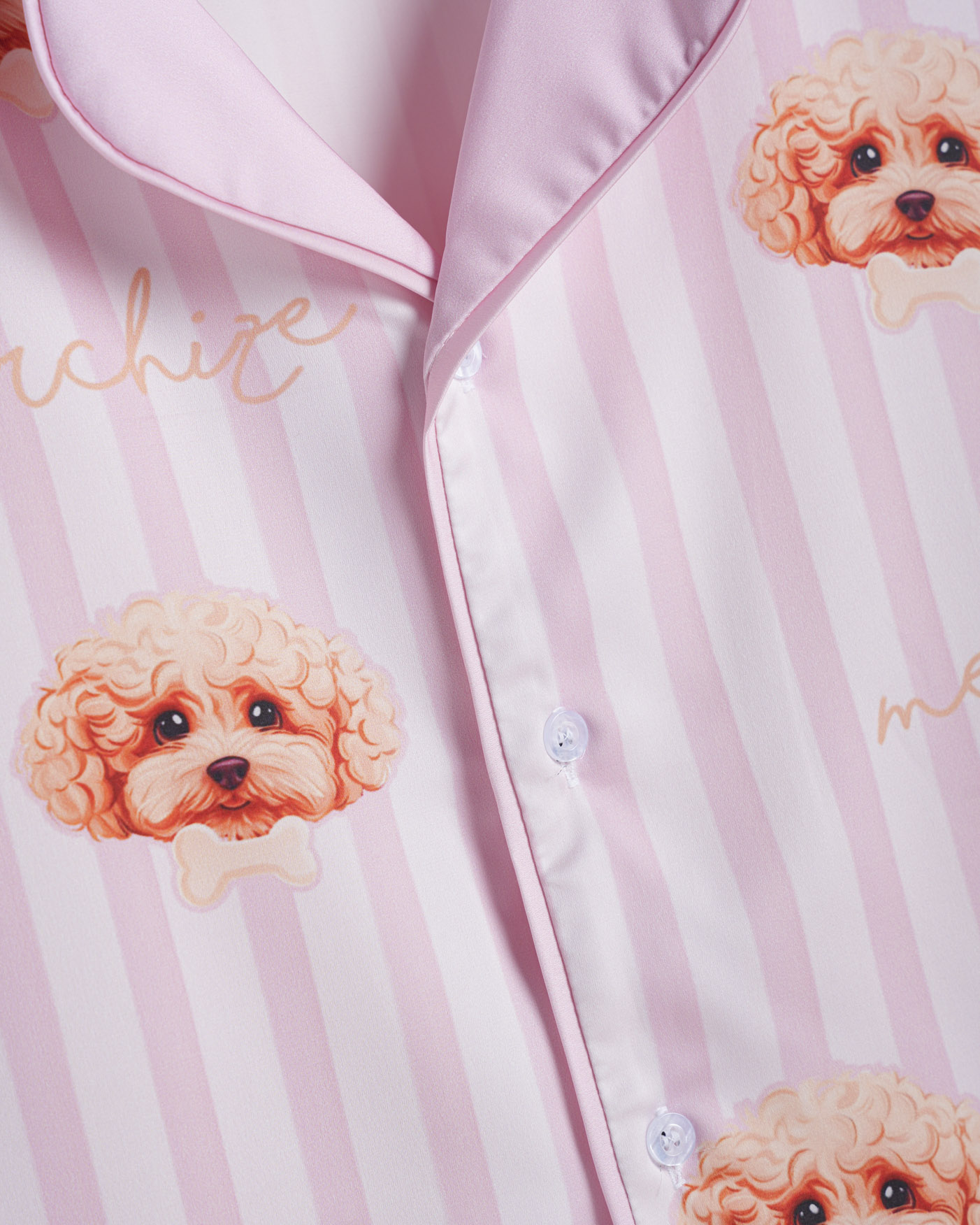 All-over Print Satin Long-Sleeve Pajama Shirt (No Pocket)