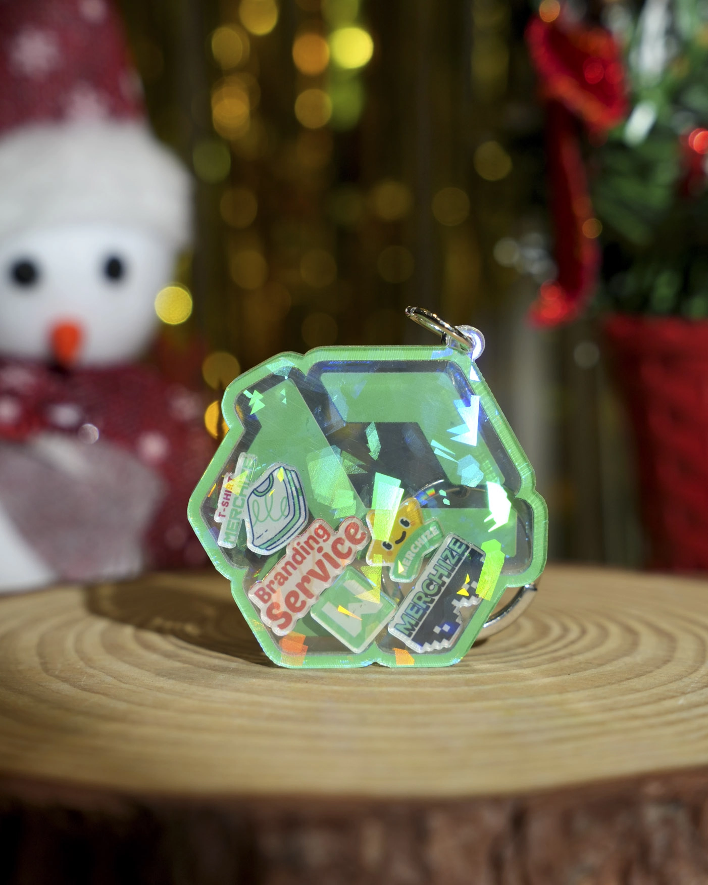 Custom Shape Hologram Shaker Keychain